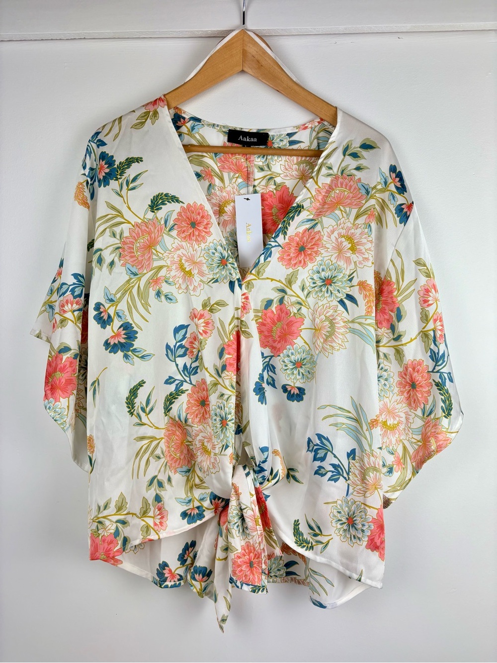 Aakaa Kimono Blouse with Tie-Front
